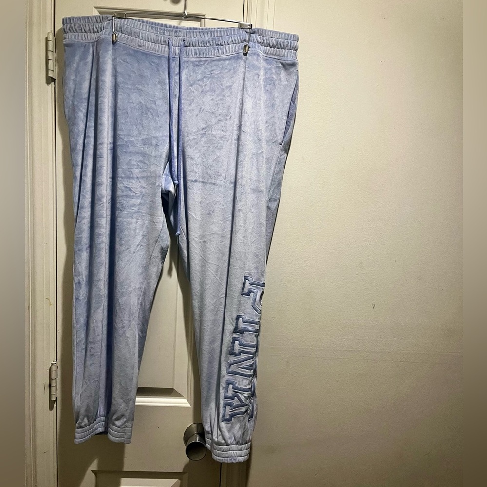 Pink Vs Light Blue Velvet Plus Size Joggers/ Sweatpants